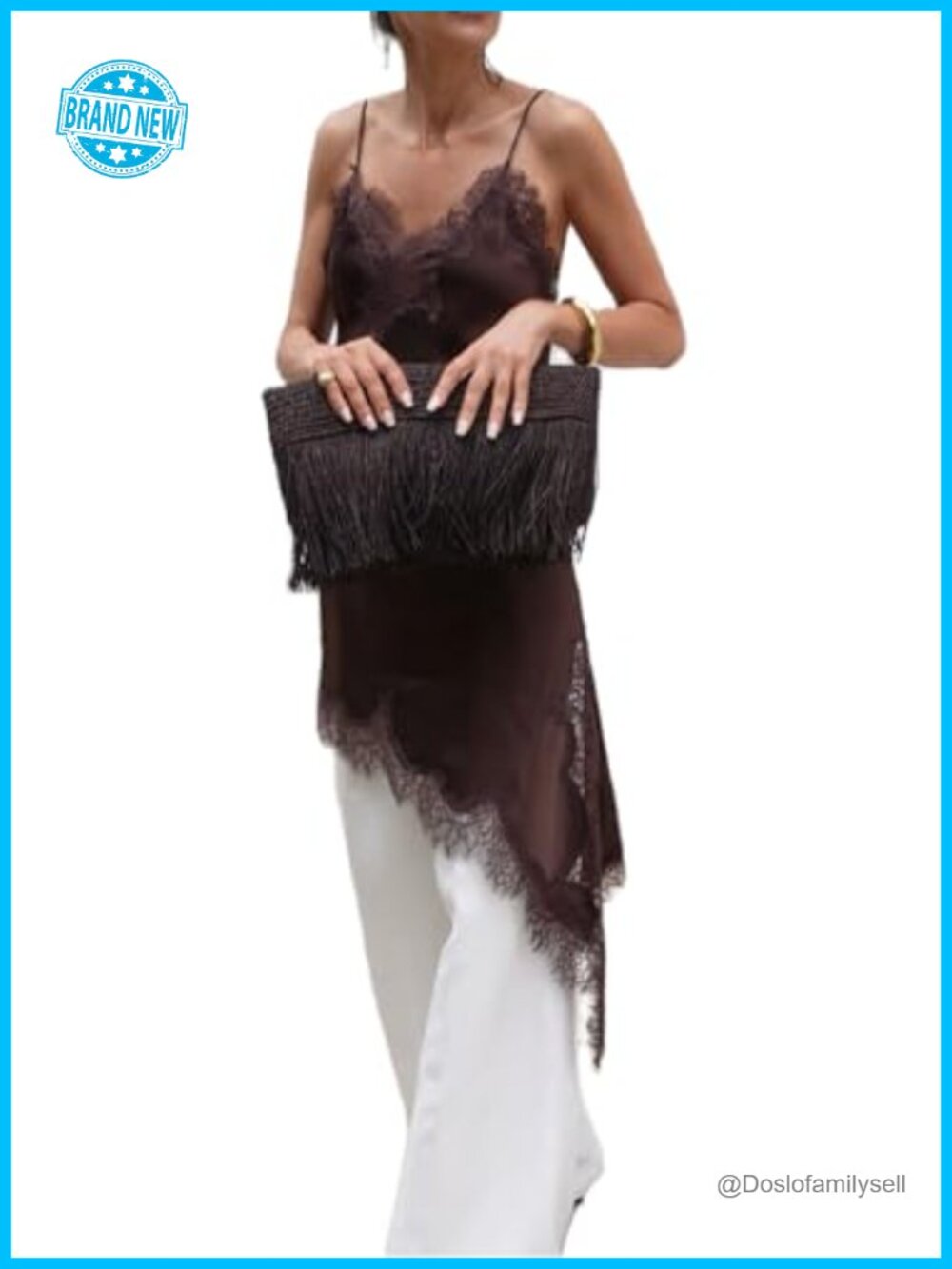 Lace Trim Satin High Low Cami Top